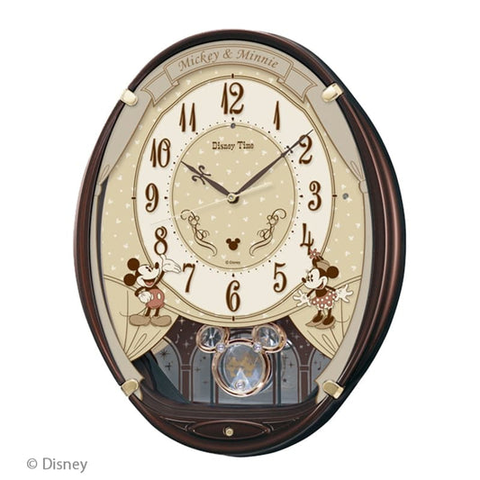 SEIKO セイコー ディズニー キャラクター 電波アミューズ掛け時計 ミッキー＆フレンズ　FW579B　茶メタリック