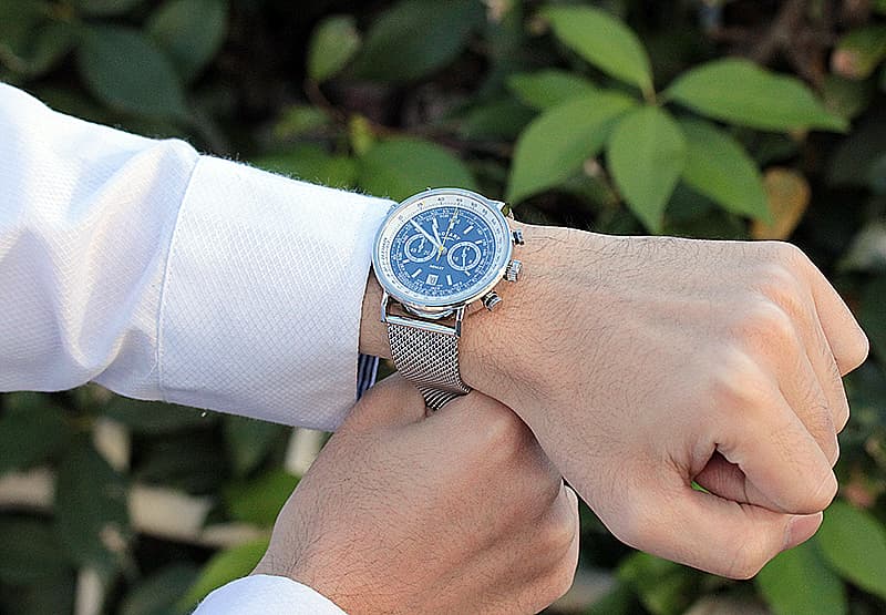 ROTARY(ロータリー) HENLY（ヘンリー） GB05235/05 クロノグラフ SSベルト ブルー 腕時計