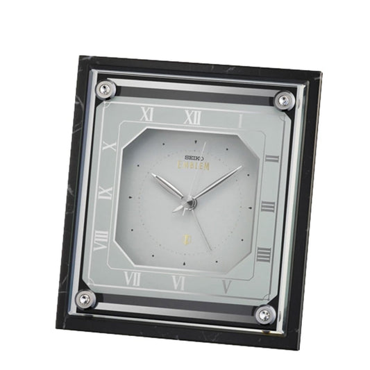 SEIKO EMBLEM（セイコー エムブレム）大理石枠 アラーム付き 置き時計　HR592K　黒