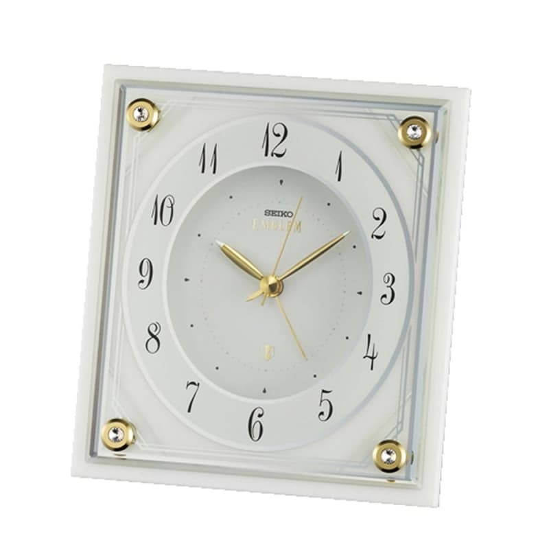 SEIKO EMBLEM（セイコー エムブレム）大理石枠 アラーム付き 置き時計　HR592W　白