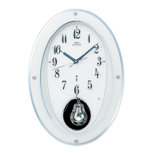 SEIKO EMBLEM(セイコー エムブレム) 木枠 電波アミューズ掛け時計　HS444W 白