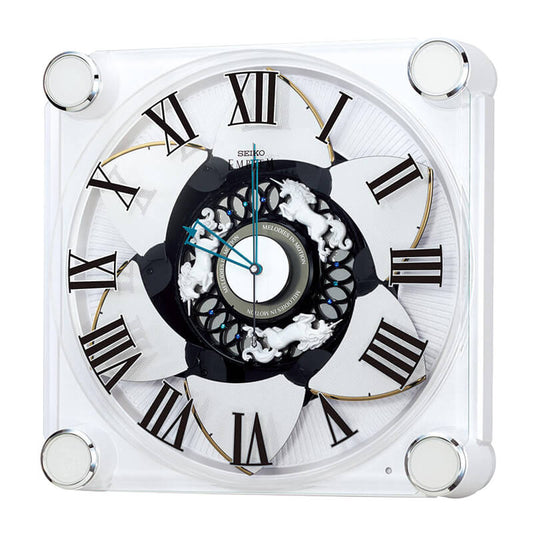 SEIKO EMBLEM(セイコー エムブレム) 白パール塗装 からくり・アミューズ掛け時計　HS446W