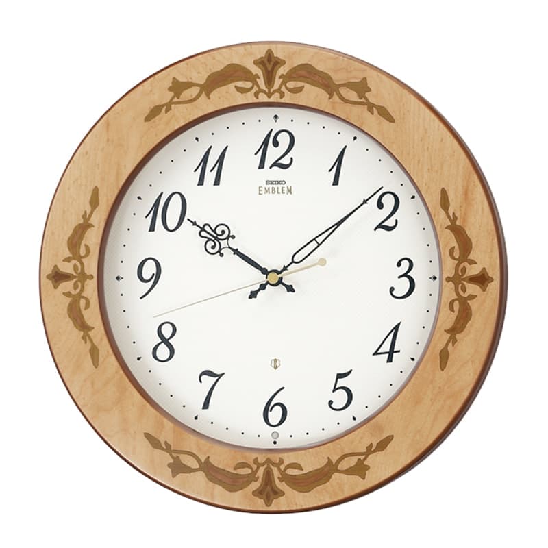SEIKO EMBLEM(セイコー エムブレム) 木象嵌 電波掛け時計　HS557A ナチュラル