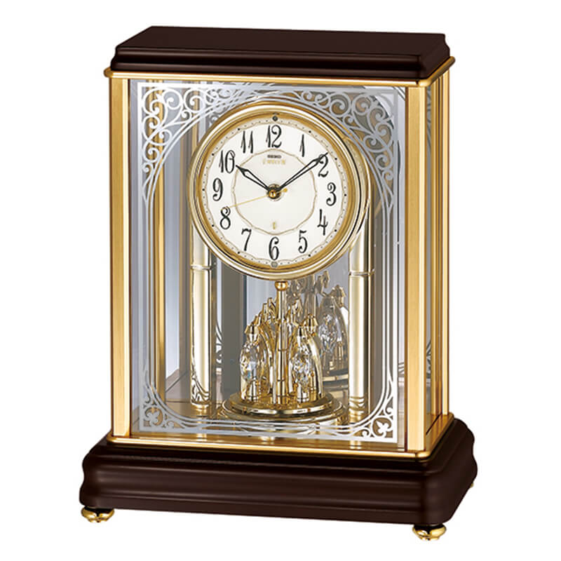 SEIKO EMBLEM セイコーエムブレム　木の風合いが魅力な回転飾り 置き時計[HW201B] 