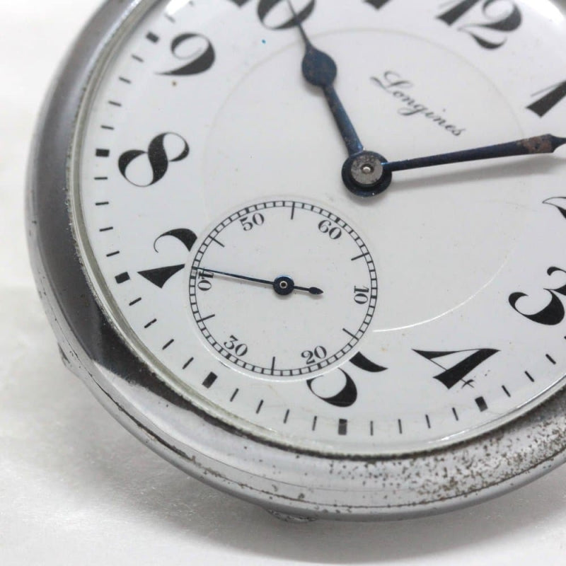 絶版モデルのロンジン　オープンフェイス懐中時計/ブルースチール針/longines-150