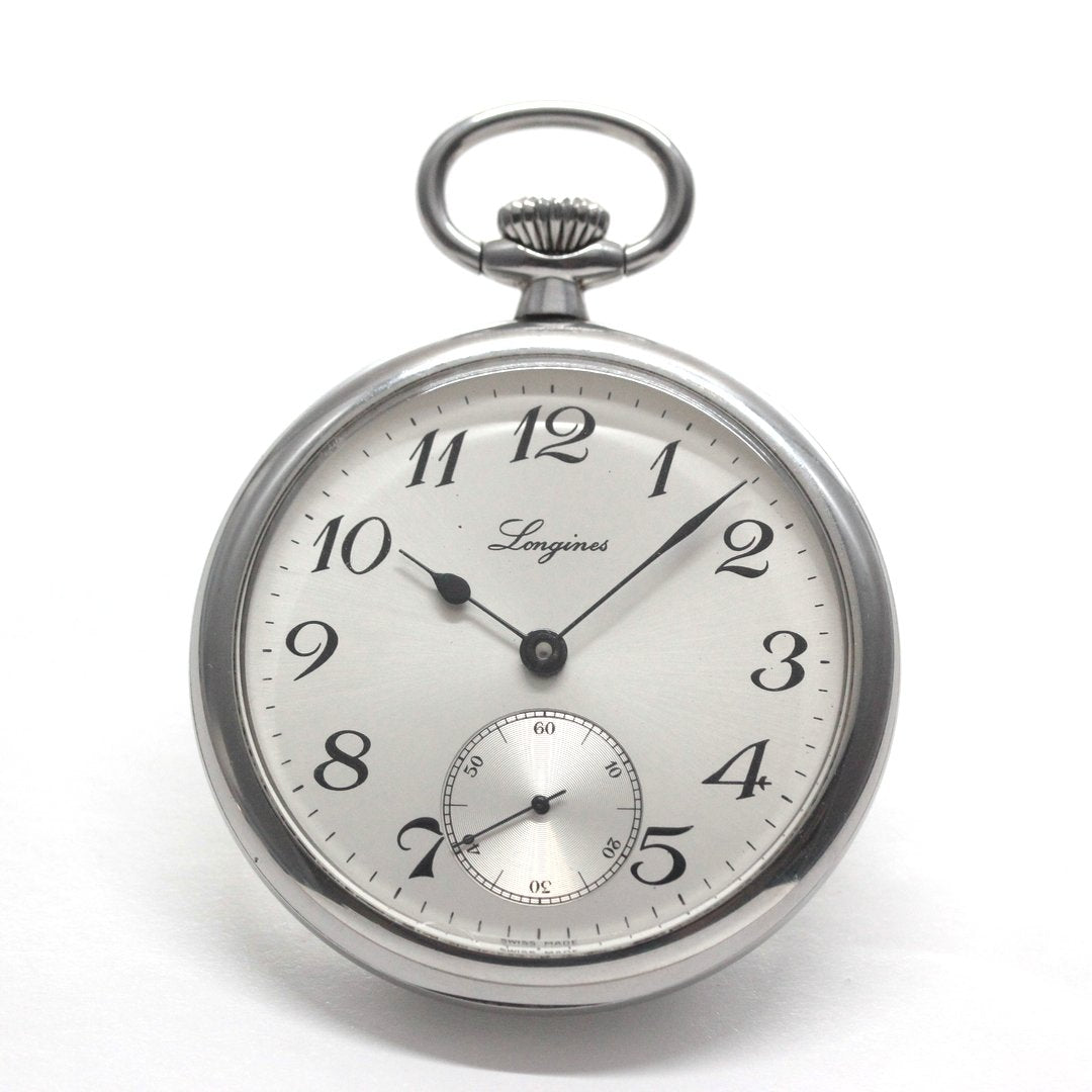 ロンジン / Longines / 懐中時計/蓋なし　サンレイ文字盤　アラビア /シルバーカラー / ヴィンテージ / longines-156