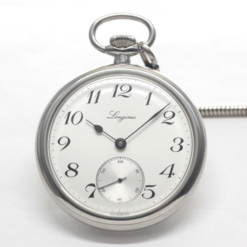 Longines Open-Face Pocket Watch, L7.014.4.73.1, Silver, Longines-152