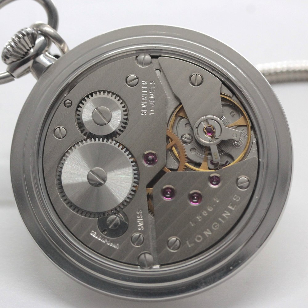 ウ*メ様 Longines シルバー 懐中時計　箱付き　動作確認済み Longines Open-Face Pocket Watch, L7.014.4.73.1, Silver, Longines