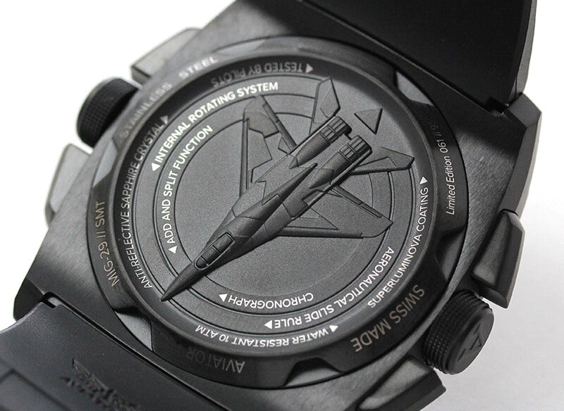 AVIATOR(アビエイター) MIG-29 SMT CHRONO(ミグ29 SMTクロノ)  クォーツ パイロットウォッチ M.2.30.5.215.6 ブラック　腕時計