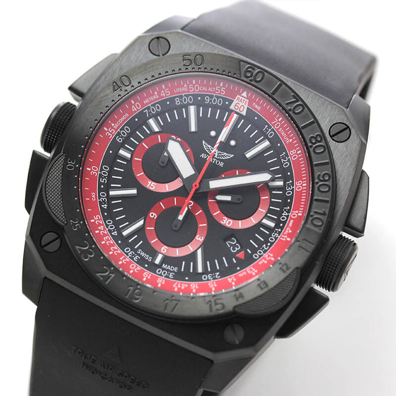 AVIATOR(アビエイター) MIG-29 SMT CHRONO(ミグ29 SMTクロノ)  クォーツ パイロットウォッチ M.2.30.5.215.6 ブラック　腕時計