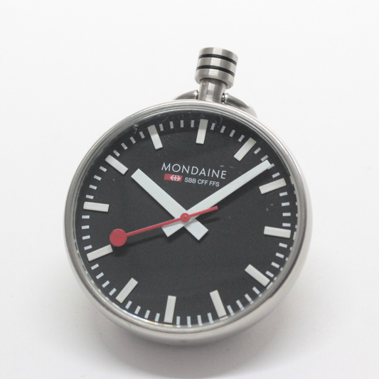 モンディーン / MONDAINE / ヴィンテージウォッチ / 鉄道時計 / 懐中時計 ブラック文字盤 / チェーン付 / mondaine-101