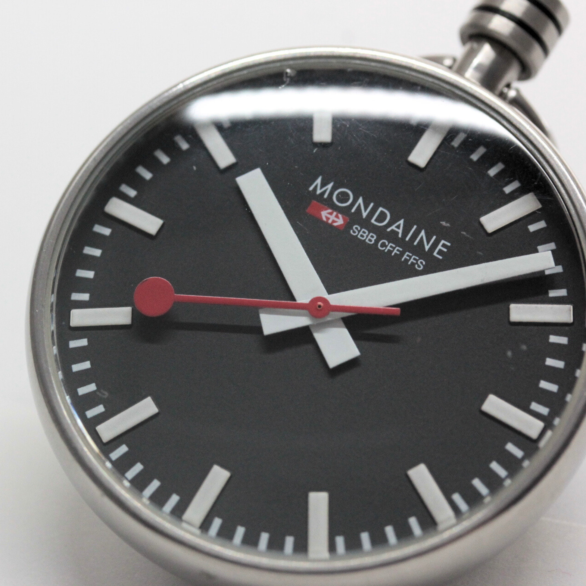 モンディーン / MONDAINE / ヴィンテージウォッチ / 鉄道時計 / 懐中時計 ブラック文字盤 / チェーン付 / mondaine-101