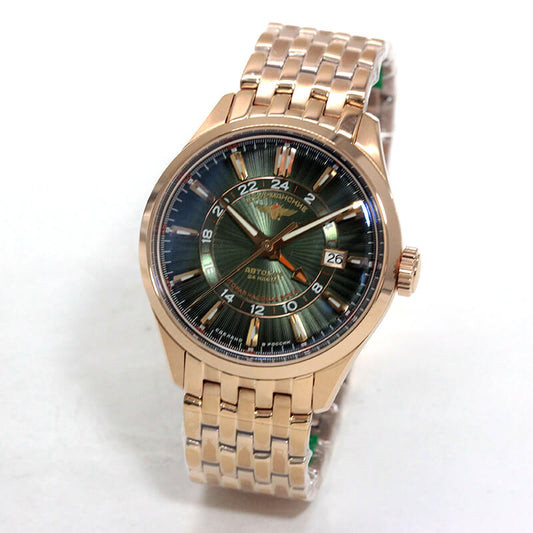 STURMANSKIE(シュトゥルマンスキー)OPEN SPACE GMT 自動巻き 腕時計 NH34-1899058B グリーンダイヤル ローズゴールドPVD