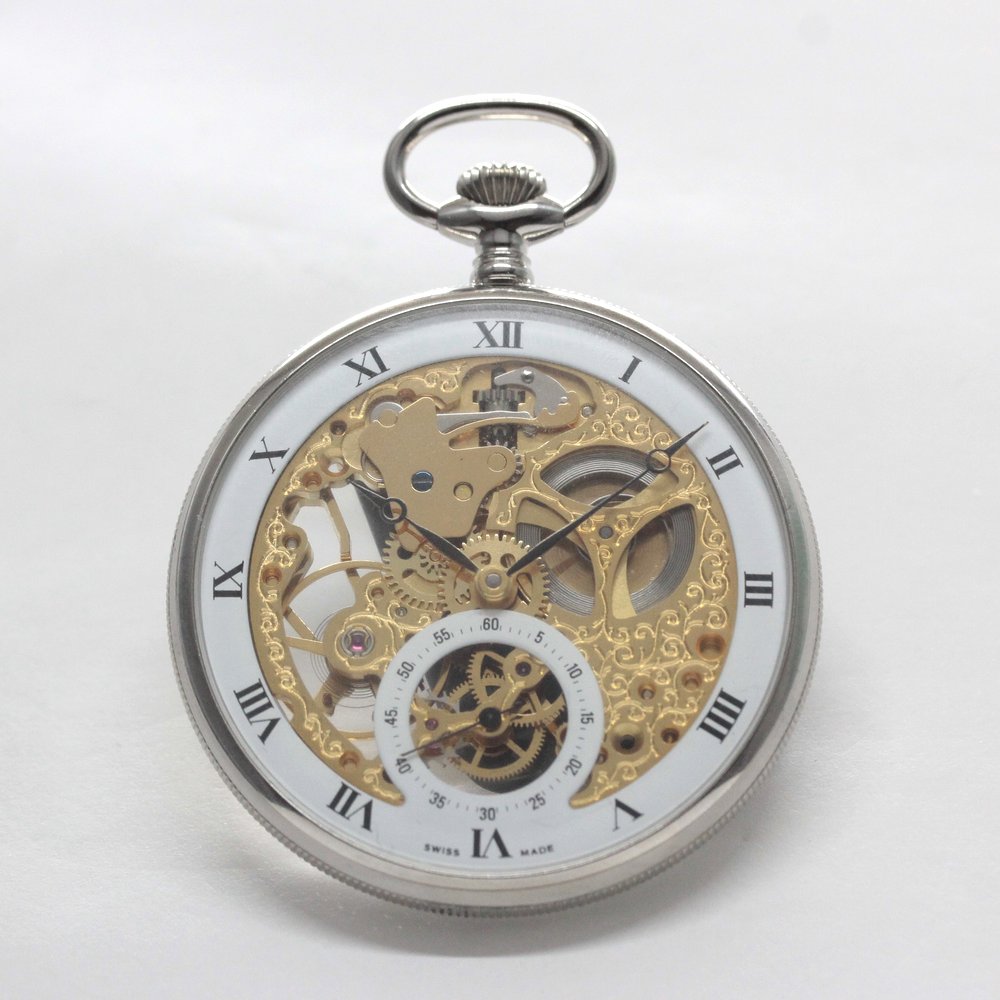 正美堂オリジナルウォッチ/懐中時計/リサイクルウォッチ/スケルトン/old6497pw-111
