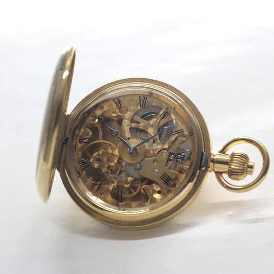 Shobido Original Pocket Watch / Gold-Colored Hunter Case / Swiss-Made Old Unitas / old6498pw-112