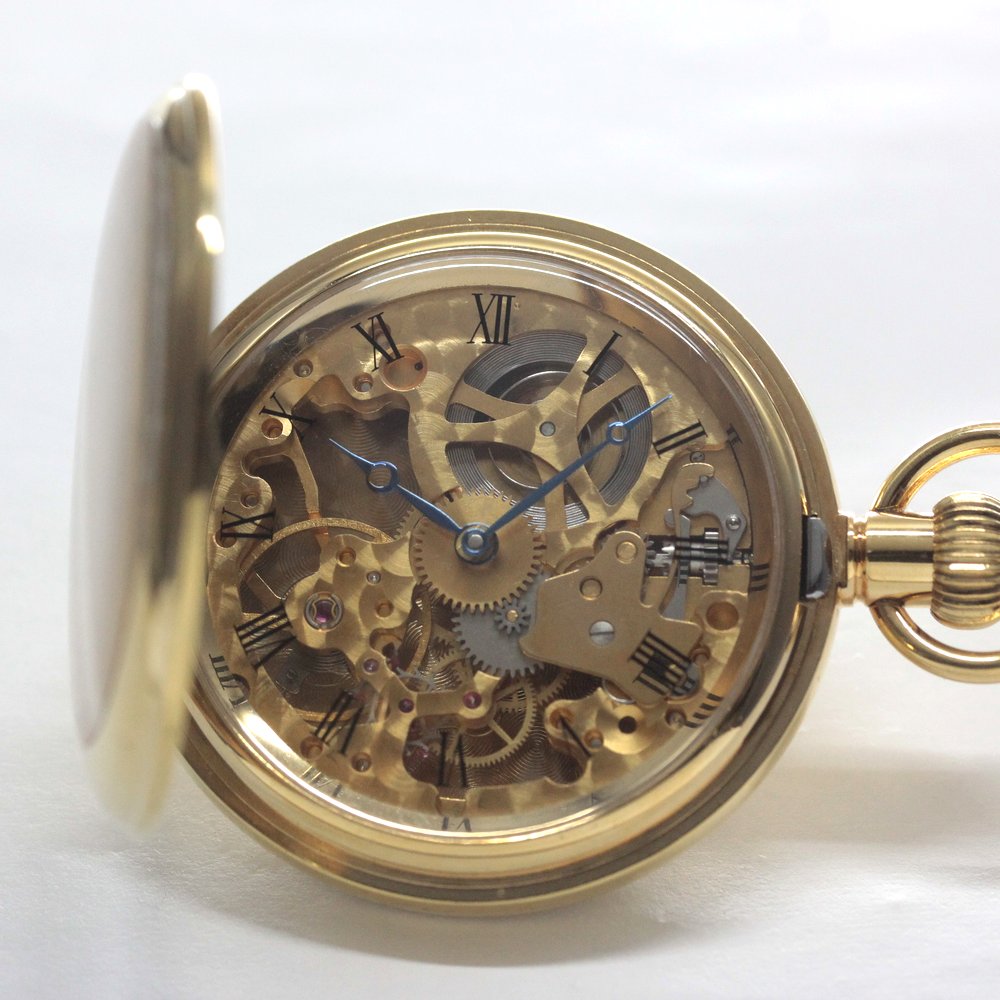 Shobido Original Pocket Watch / Gold-Colored Hunter Case / Swiss-Made Old Unitas / old6498pw-112