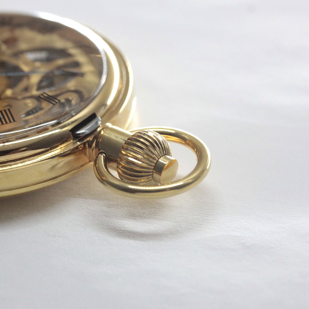 Shobido Original Pocket Watch / Gold-Colored Hunter Case / Swiss-Made Old Unitas / old6498pw-112