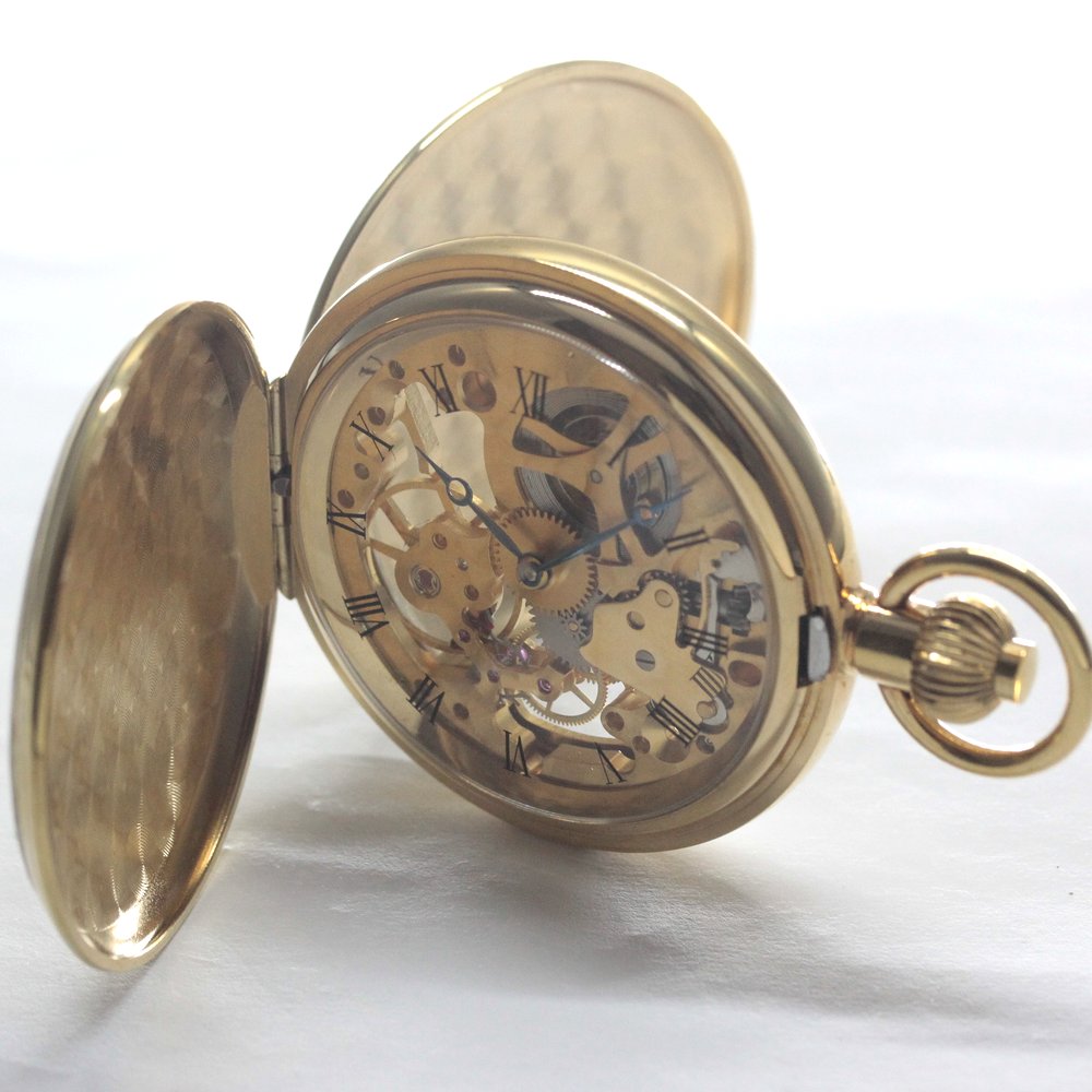 Shobido Original Pocket Watch / Gold-Colored Hunter Case / Swiss-Made Old Unitas / old6498pw-112