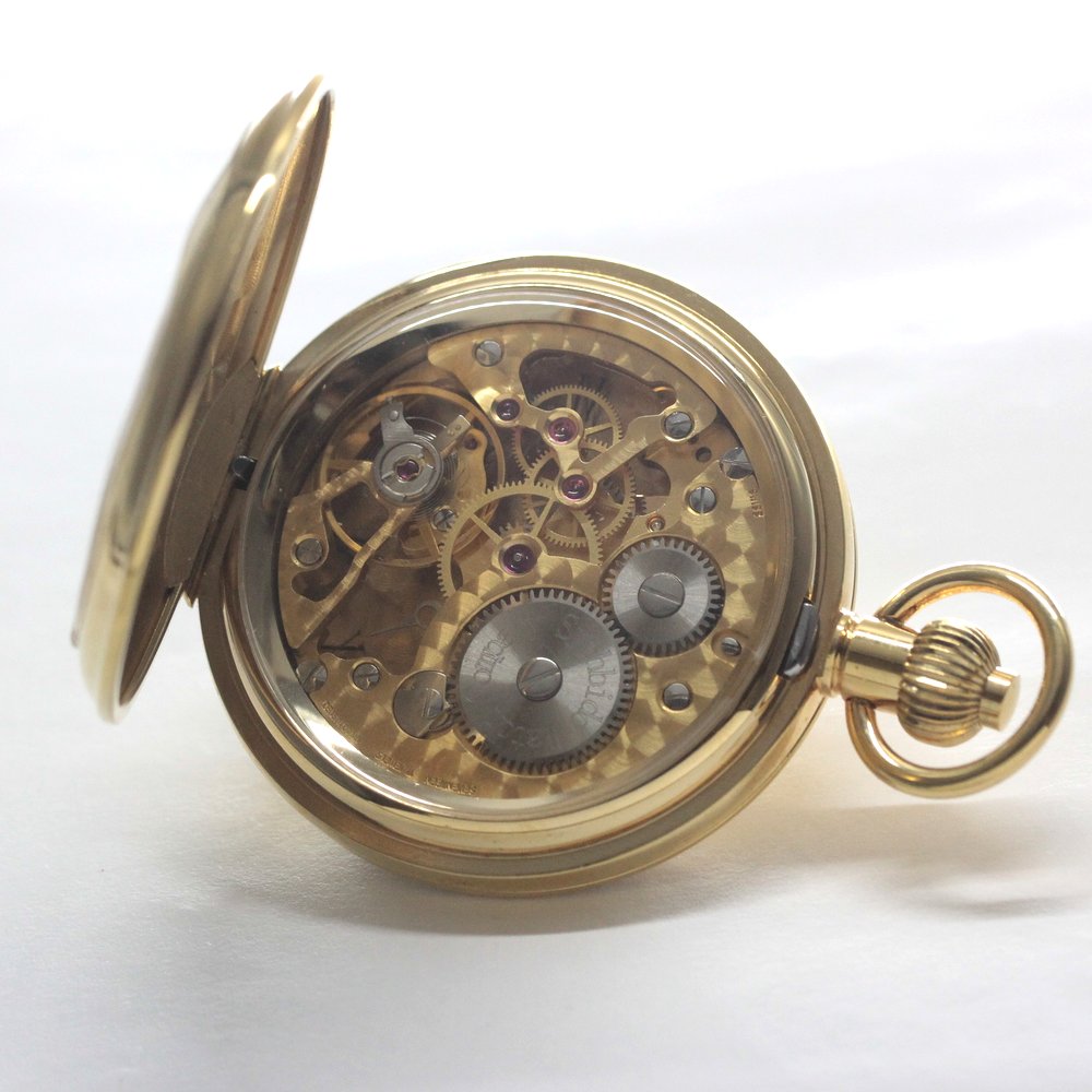 Shobido Original Pocket Watch / Gold-Colored Hunter Case / Swiss-Made Old Unitas / old6498pw-112
