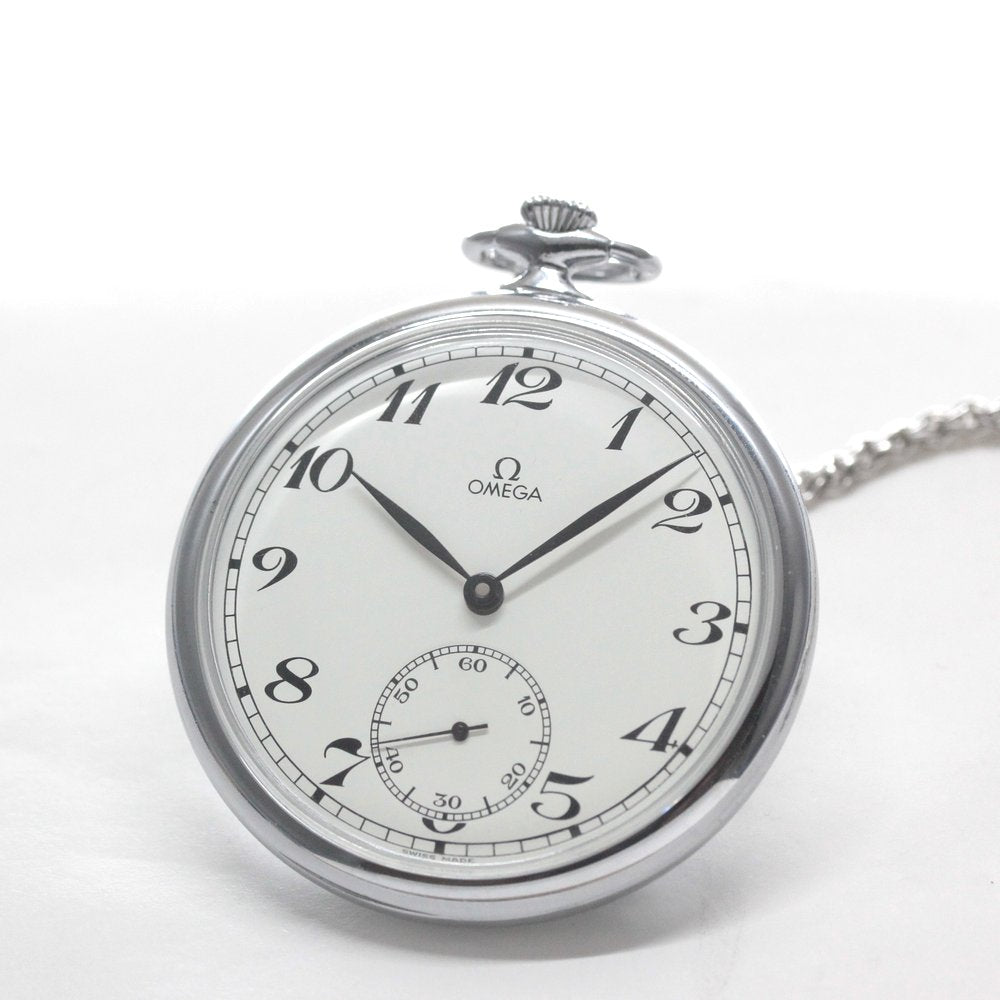 1980年製の絶版モデルのオメガ / OMEGA / ヴィンテージウォッチ / オープンフェイス懐中時計 アラビア数字/ 懐中時計 / omega-124
