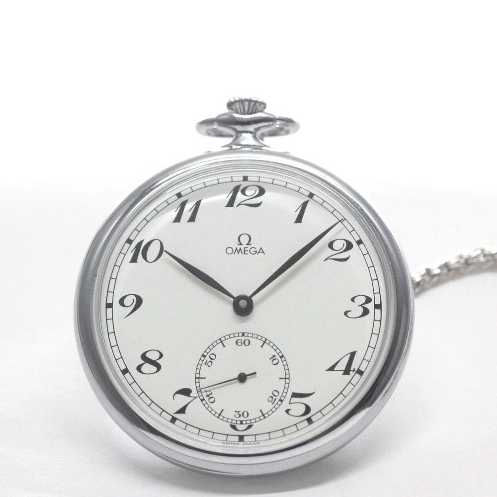 1980年製の絶版モデルのオメガ / OMEGA / ヴィンテージウォッチ / オープンフェイス懐中時計 アラビア数字/ 懐中時計 / omega-124