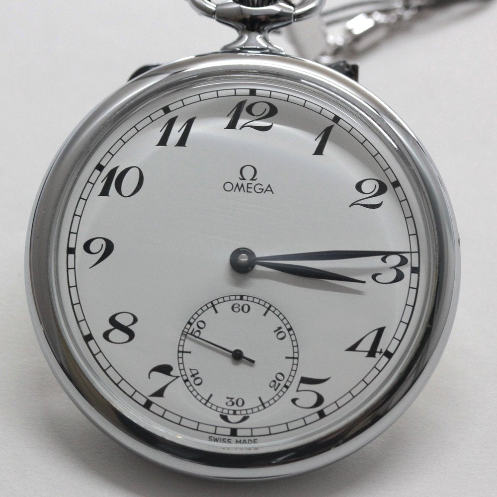 1980年製の絶版モデルのオメガ / OMEGA / ヴィンテージウォッチ / オープンフェイス懐中時計 　アラビア数字/ 懐中時計 / omega-126