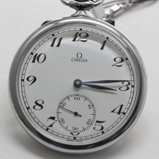 1980年製の絶版モデルのオメガ / OMEGA / ヴィンテージウォッチ / オープンフェイス懐中時計 　アラビア数字/ 懐中時計 / omega-126