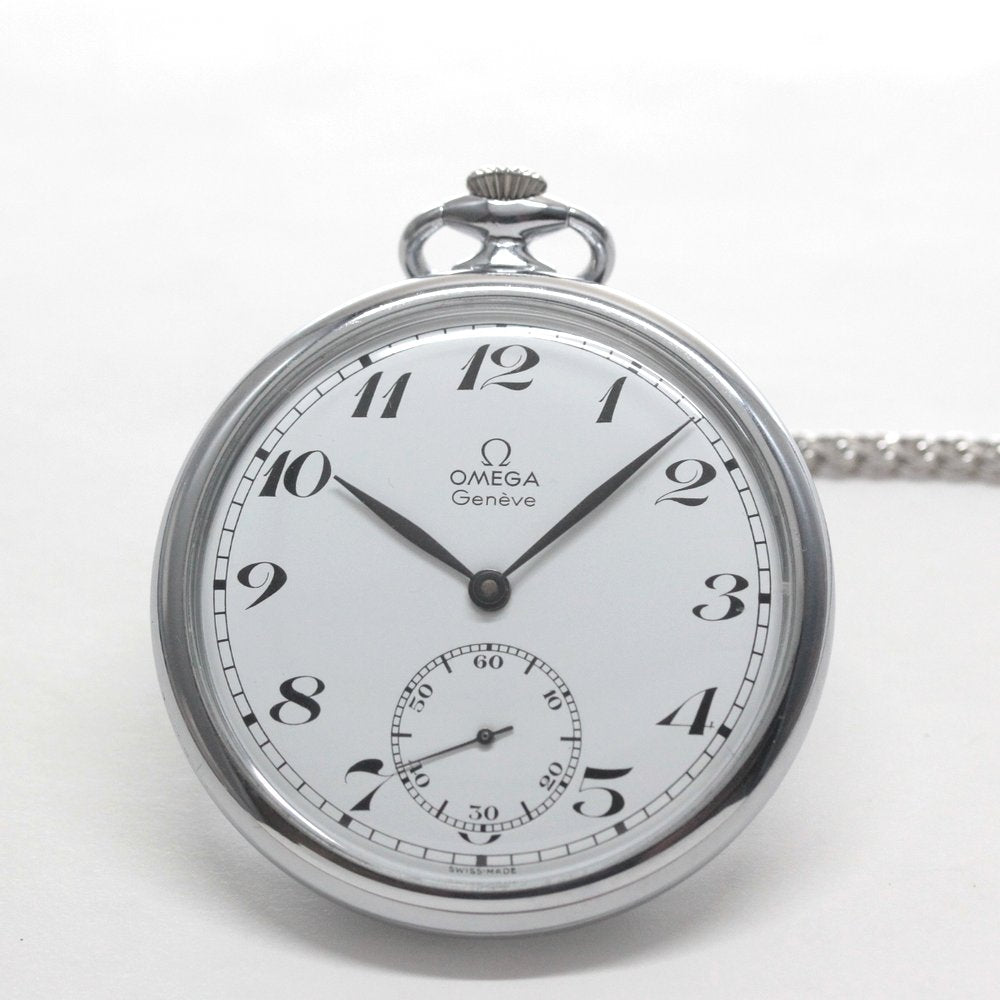 絶版モデルのオメガ / OMEGA / ヴィンテージウォッチ / オープンフェイス懐中時計 / アラビア数字/ 純正チェーン付 / omega-127