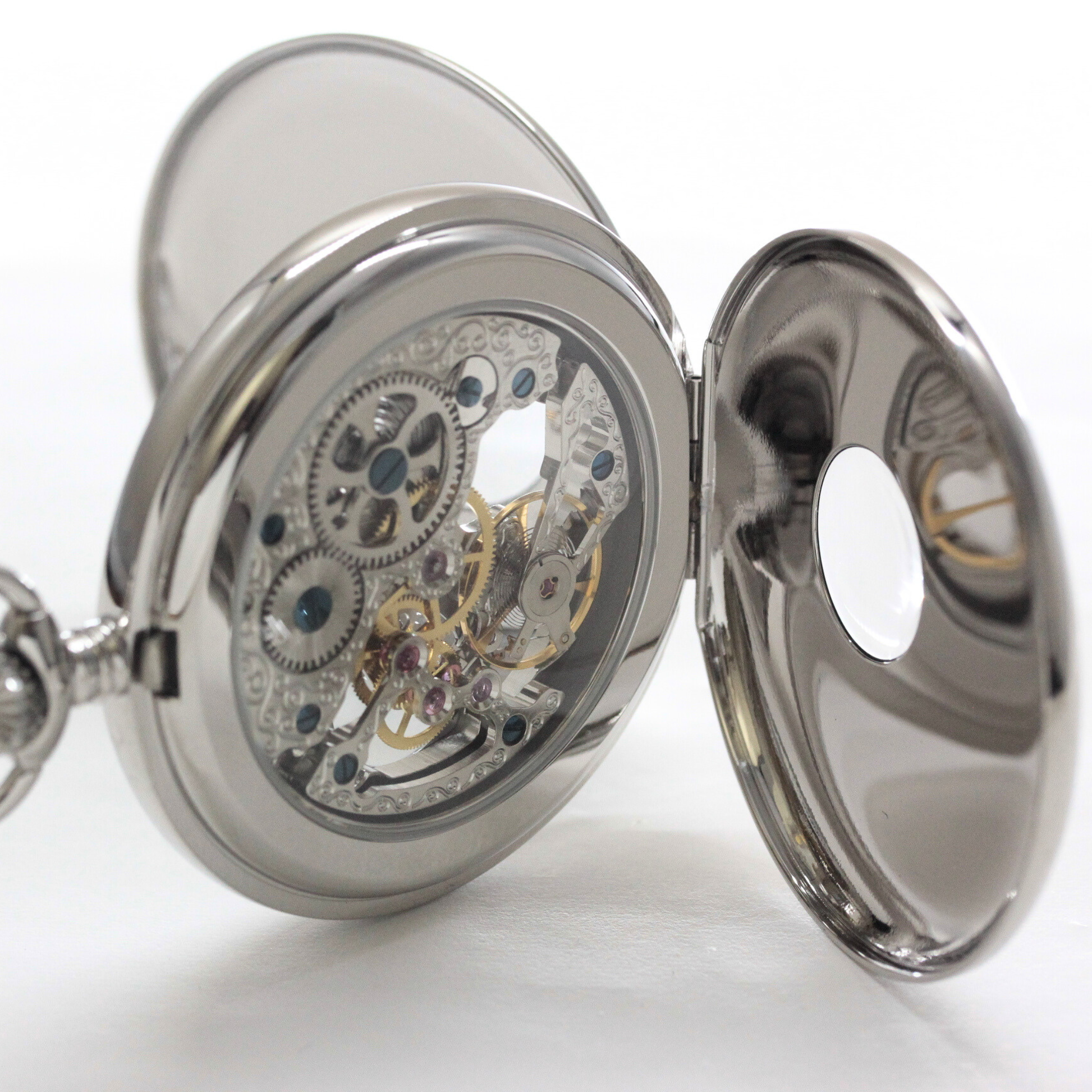 裏面はスケルトン ラポート/Rapport/両開き スケルトンPW45 懐中時計