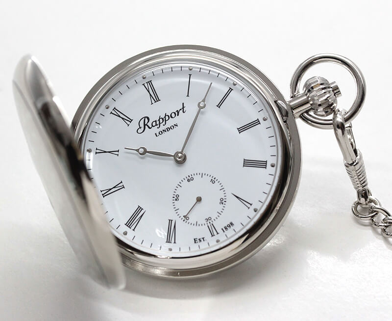 Rapport(ラポート) 両蓋開き シースルーバック 手巻き式懐中時計 PW61・PW60