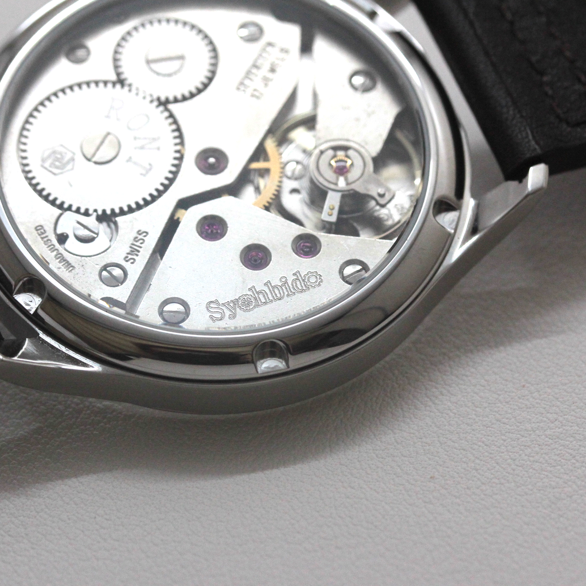 ロント 手巻き式 腕時計 オリジナル腕時計 裏スケルトン  rou7s2-j131p1ra ムーブメント ロゴ