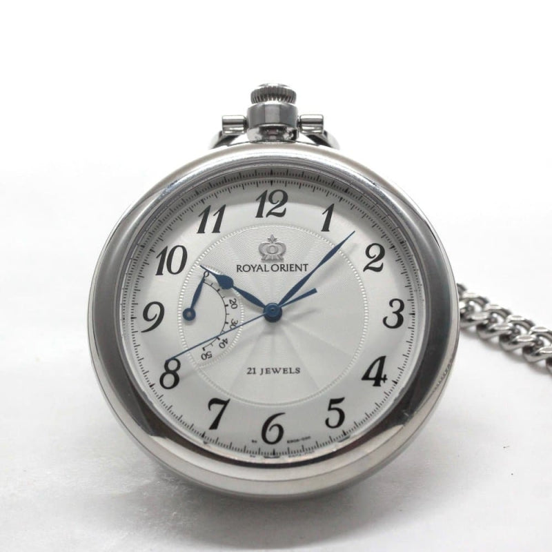 絶版モデルのロイヤルオリエント（ROYALORIENT）パワーリザーブインジケーター付懐中時計　royalorient-102