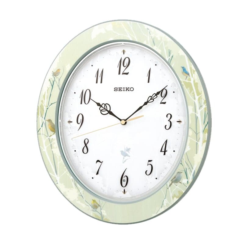 SEIKO セイコー 報時付き 木枠 電波掛け時計 RX214M　薄緑