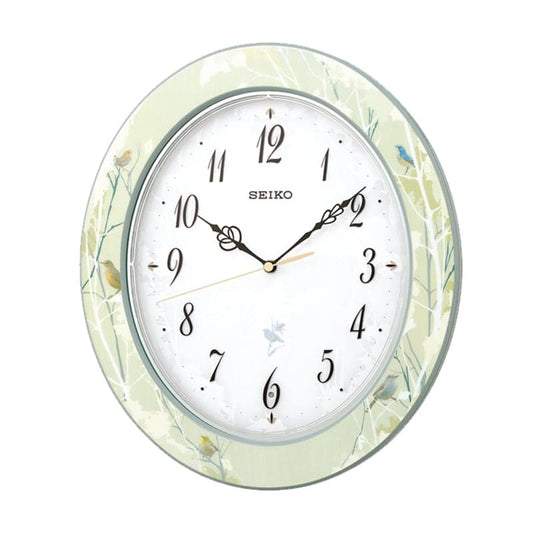 SEIKO セイコー 報時付き 木枠 電波掛け時計 RX214M　薄緑
