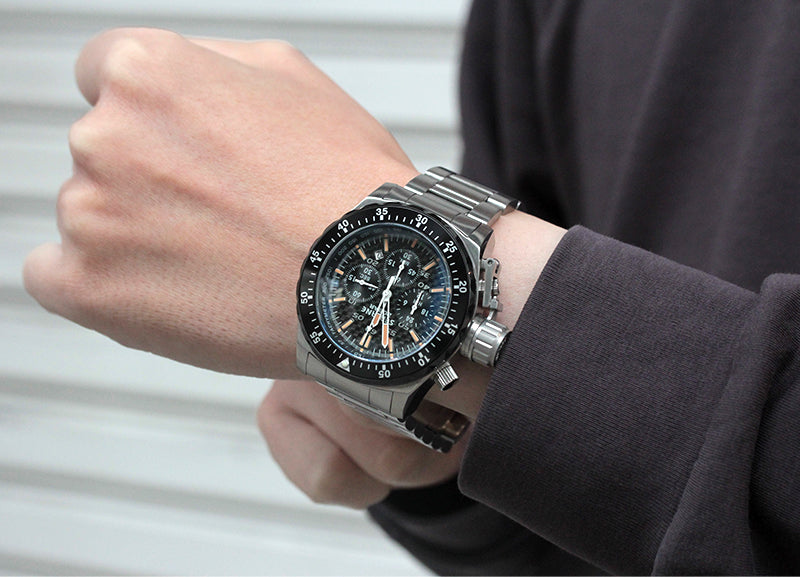 SEALANE(シーレーン) クォーツ 1/5秒クロノグラフ 腕時計 SE55-MBO オレンジ