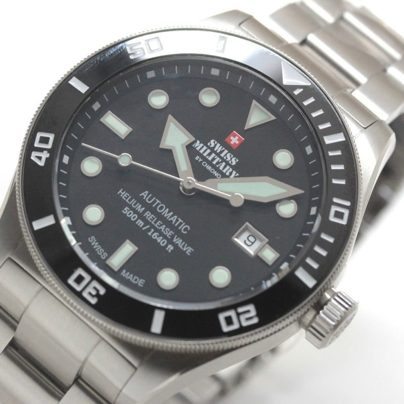 スイスミリタリー クロノ / SWISS MILITARY BY CHRONO / 500m ダイバーズウォッチ 自動巻き 腕時計 / SMA34075.01