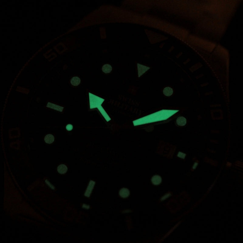 スイスミリタリー クロノ / SWISS MILITARY BY CHRONO / 500m ダイバーズウォッチ 自動巻き 腕時計 / SMA34075.01