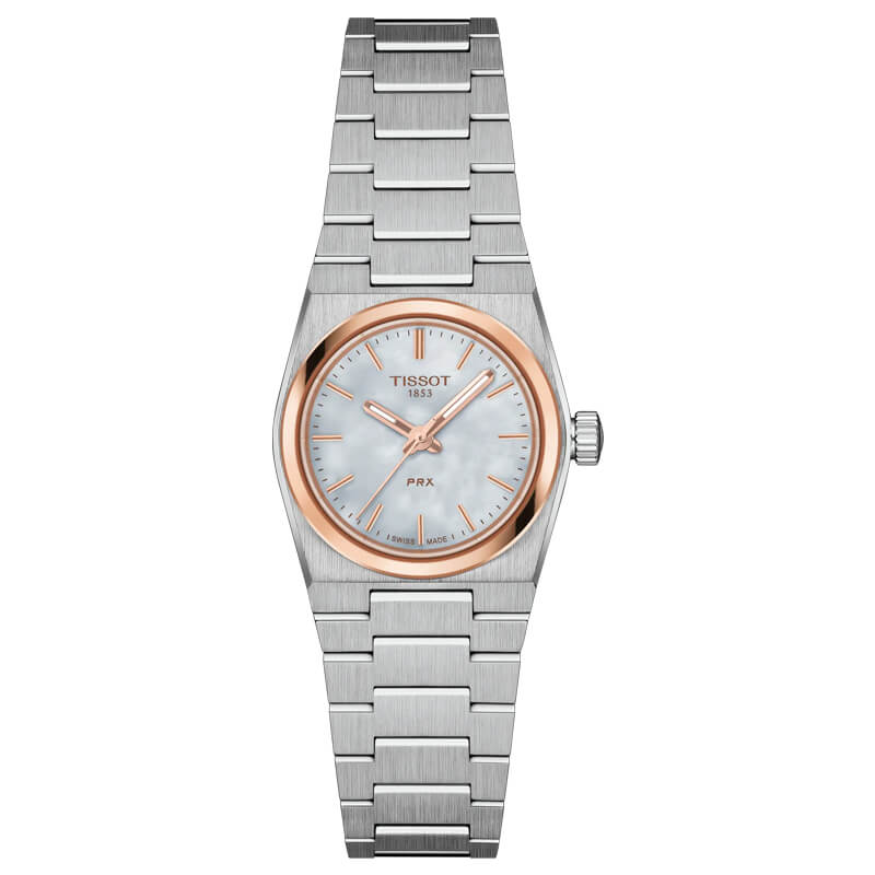 TISSOT(ティソ) PRX ピーアールエックス 腕時計 25mm経 マザー・オブ・パール＆ローズゴールドPVD T137.010.21.111.00