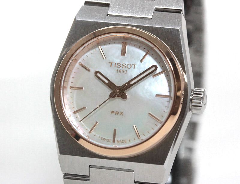 TISSOT(ティソ) PRX ピーアールエックス 腕時計 25mm経 マザー・オブ・パール＆ローズゴールドPVD T137.010.21.111.00