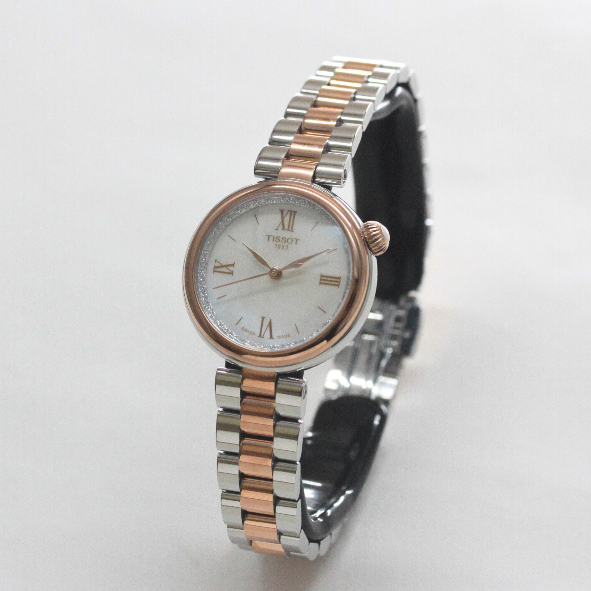 正美堂撮影 TISSOT(ティソ) デジール クォーツ ホワイト マザー・オブ・パール ローズゴールドPVDコーティング T152.010.22.118.00 腕時計