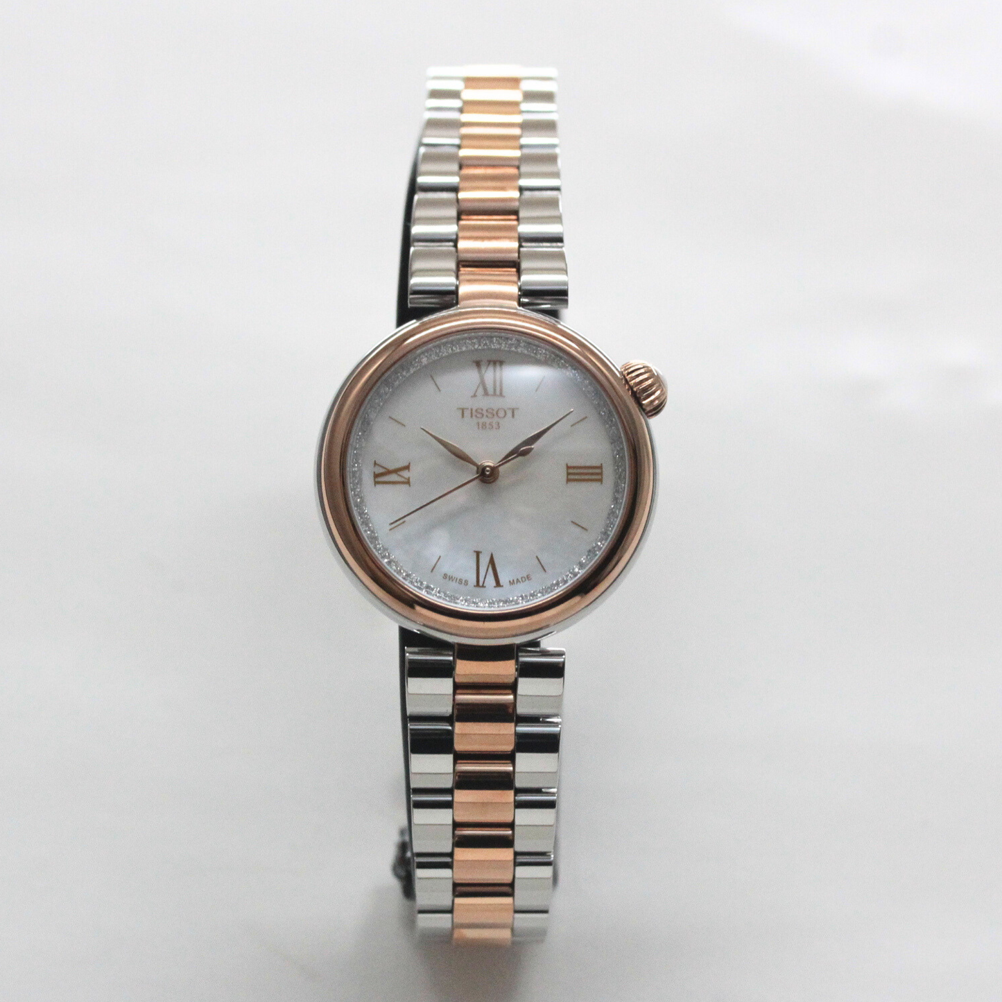 正美堂撮影 TISSOT(ティソ) デジール クォーツ ホワイト マザー・オブ・パール ローズゴールドPVDコーティング T152.010.22.118.00 腕時計