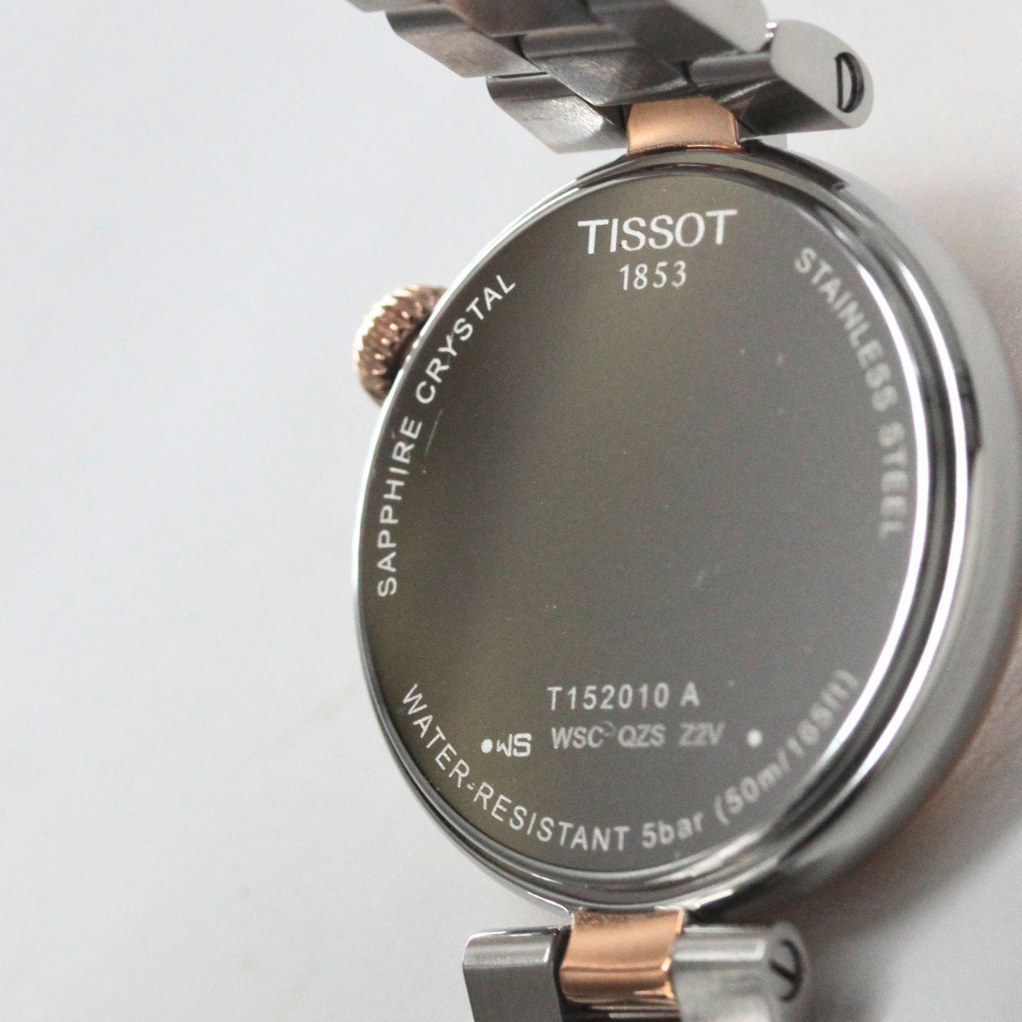 正美堂撮影 TISSOT(ティソ) デジール クォーツ ホワイト マザー・オブ・パール ローズゴールドPVDコーティング T152.010.22.118.00 腕時計