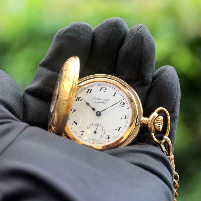絶版モデルのティソ（TISSOT）　ハーフハンター懐中時計