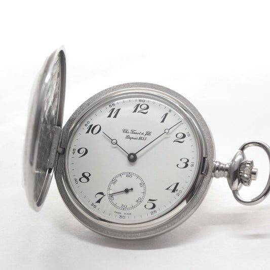 絶版モデルのティソ（TISSOT）/ ヴィンテージウォッチ / シルバーカラー ハンターケース /アラビア数字/ 手巻き式 / 懐中時計 / tissot-1041