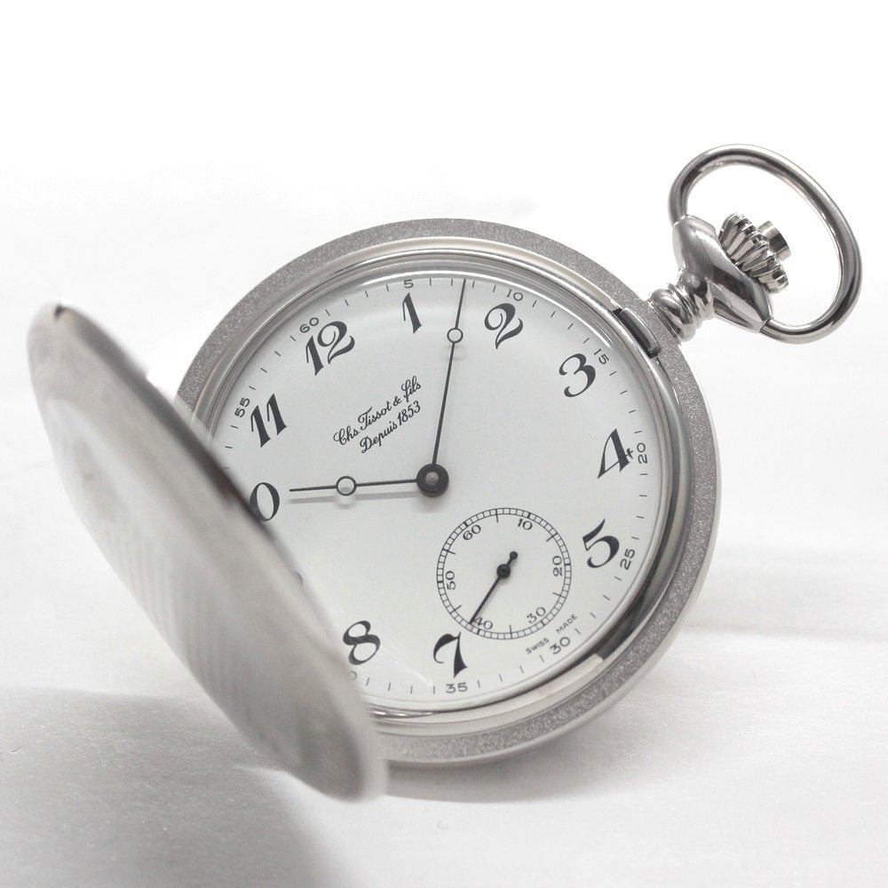 絶版モデルのティソ（TISSOT）/ ヴィンテージウォッチ / シルバーカラー ハンターケース /アラビア数字/ 手巻き式 / 懐中時計 / tissot-1041