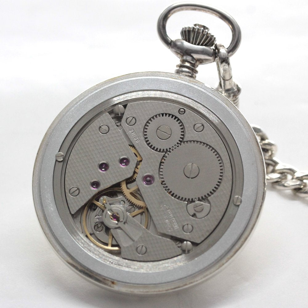 Tissot, a Swiss brand founded in 1853, has a solid silver pocket watch. This discontinued model is the Tissot-1035.