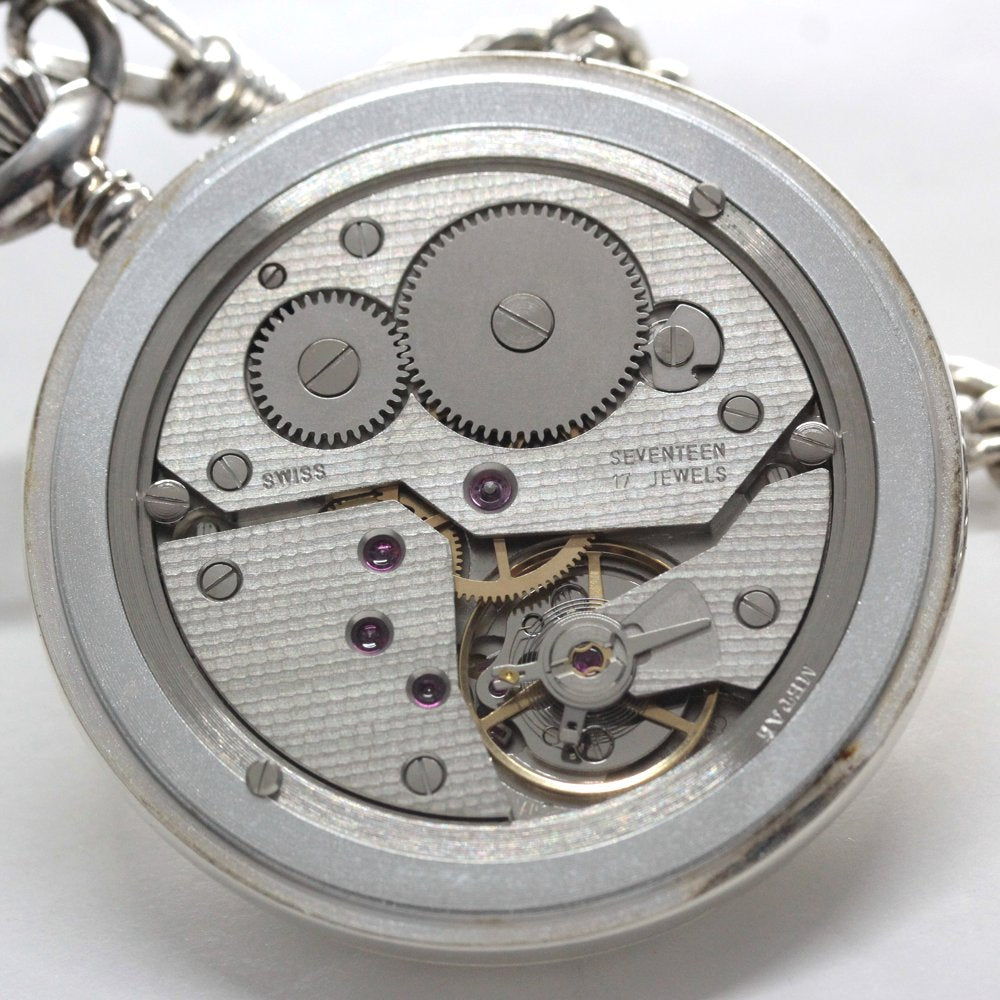 Tissot, a Swiss brand founded in 1853, has a solid silver pocket watch. This discontinued model is the Tissot-1035.