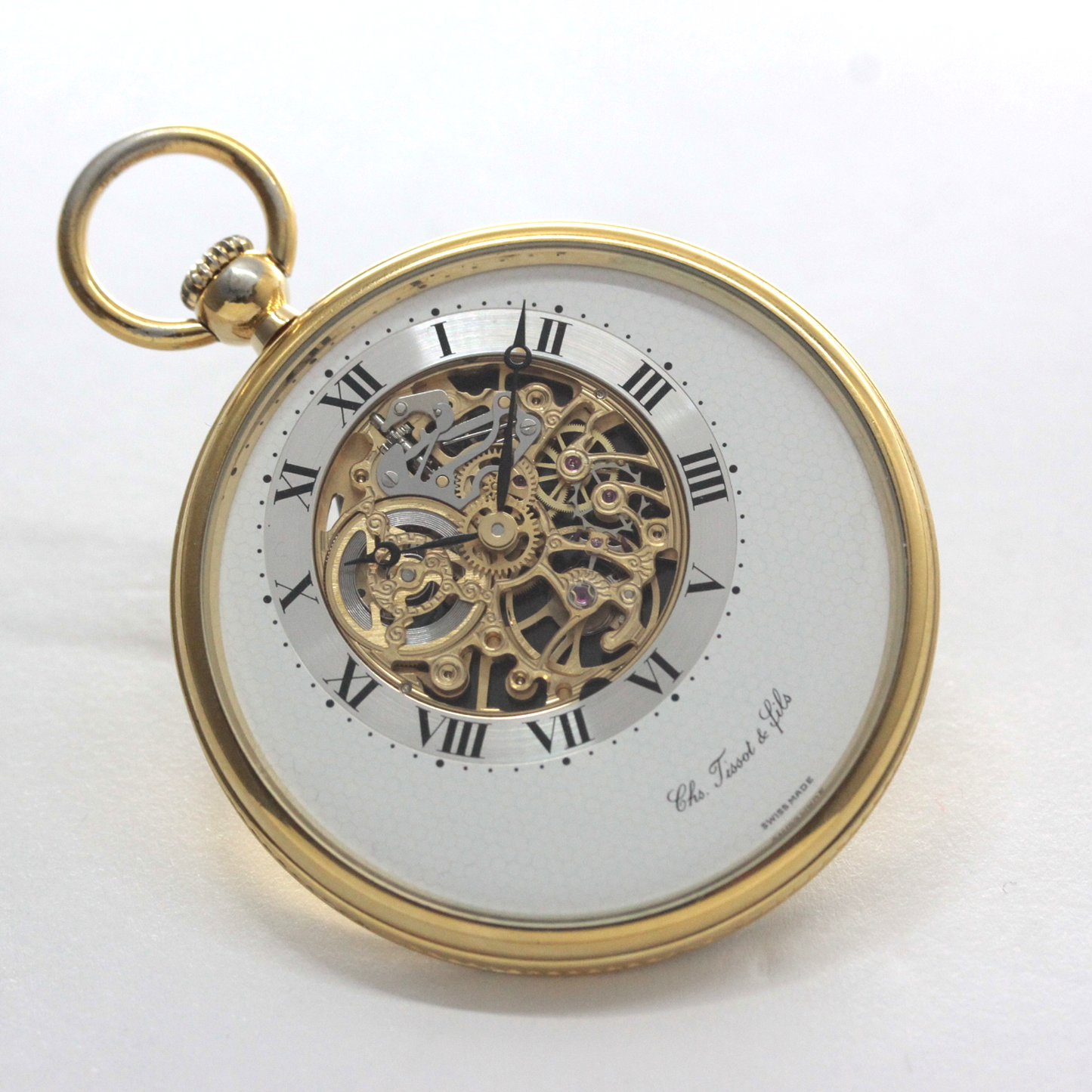 絶版モデルのティソ / TISSOT /ゴールドカラー/ スケルトン/薄型 / ヴィンテージ / tissot-1047　斜め