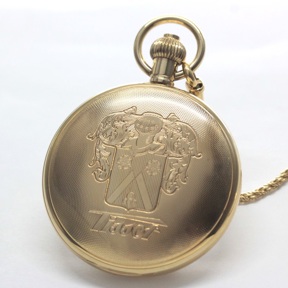 絶版モデルのティソ（TISSOT）/ ヴィンテージウォッチ / ゴールドカラーオープンフェイス / ローマン数字/ 手巻き式 / 懐中時計 / tissot-1048