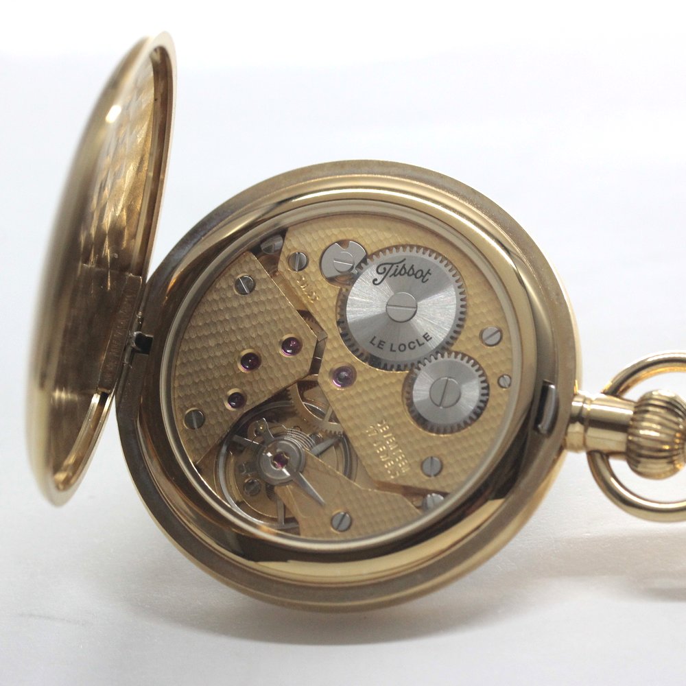 絶版モデルのティソ（TISSOT）/ ヴィンテージウォッチ / ゴールドカラーオープンフェイス / ローマン数字/ 手巻き式 / 懐中時計 / tissot-1048